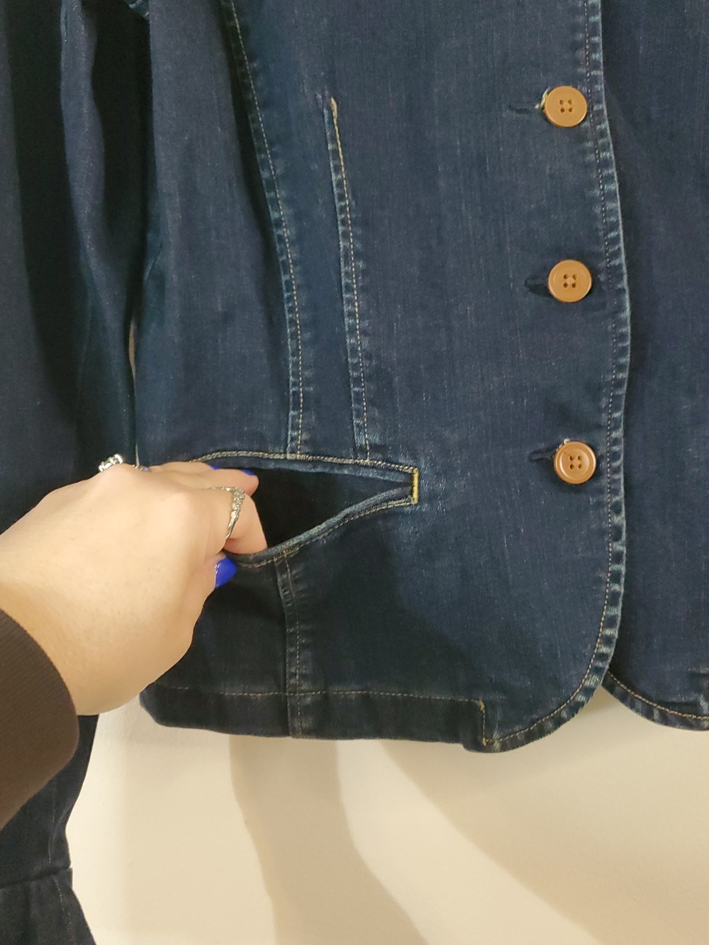 Lauren Ralph Lauren Peplum Denim Jacket Size 12 Dark Wash Spring Layering Preppy - Picture 3 of 13